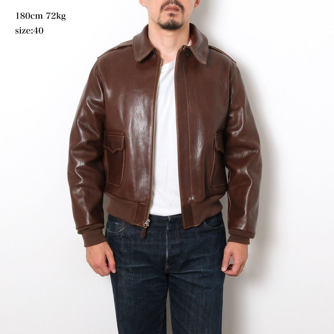 BUZZ RICKSON'S - Type A-2 - BUZZ RICKSON CLOTHING CO. - CONTRACT No.18091 GOAT SKIN - BR80686