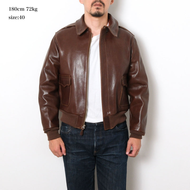 BUZZ RICKSON'S - Type A-2 - BUZZ RICKSON CLOTHING CO. - CONTRACT No.18091 GOAT SKIN - BR80686