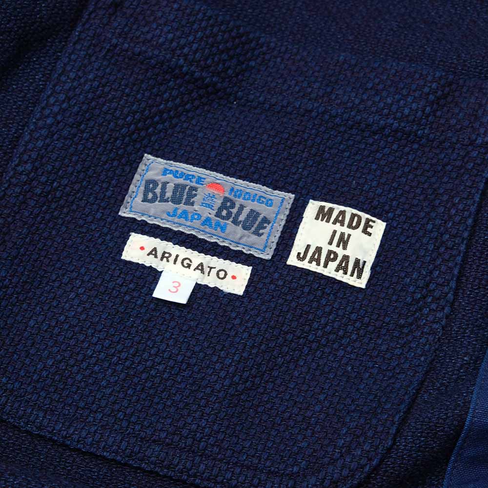 BLUE BLUE JAPAN - Honnai(Natural Indigo) Nijuu(Double-Weave) Sasiko Orienntaru(Oriental) Jaket - 1016589