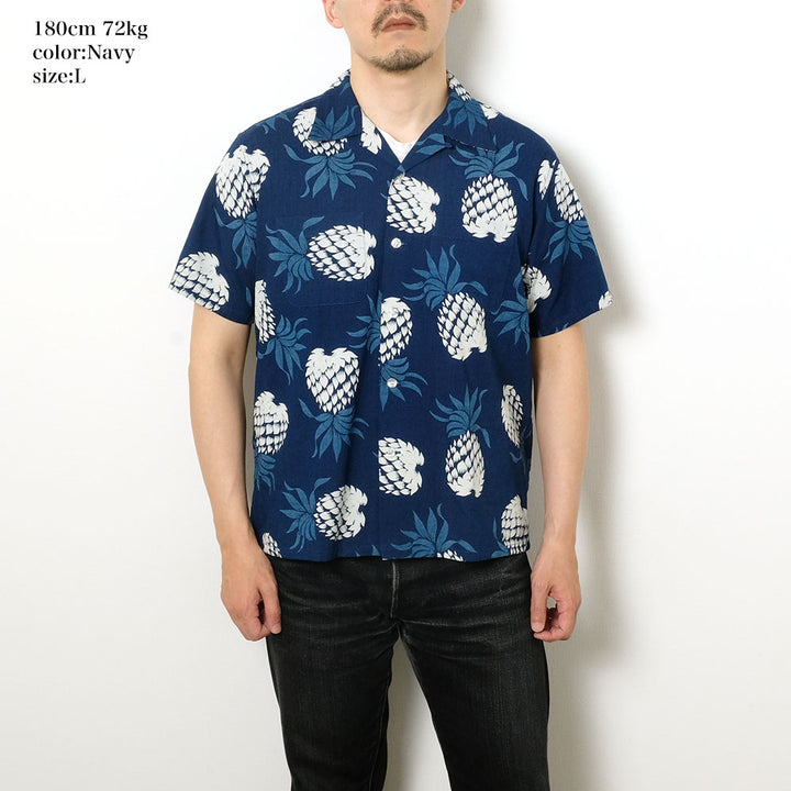 DUKE KAHANAMOKU - INDIGO COTTON HAWAIIAN SHIRT - DUKE'S PINEAPPLE - DK39045