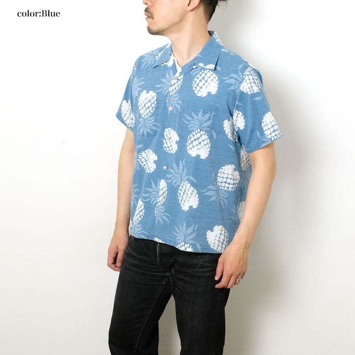 DUKE KAHANAMOKU - INDIGO COTTON HAWAIIAN SHIRT - DUKE'S PINEAPPLE - DK39045