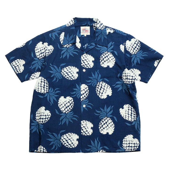 DUKE KAHANAMOKU - INDIGO COTTON HAWAIIAN SHIRT - DUKE'S PINEAPPLE - DK39045