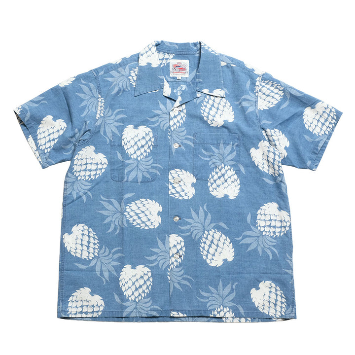 DUKE KAHANAMOKU - INDIGO COTTON HAWAIIAN SHIRT - DUKE'S PINEAPPLE - DK39045