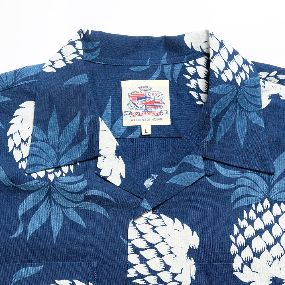 DUKE KAHANAMOKU - INDIGO COTTON HAWAIIAN SHIRT - DUKE'S PINEAPPLE - DK39045