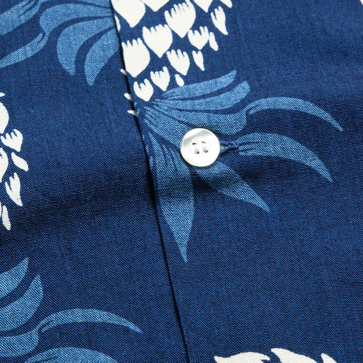 DUKE KAHANAMOKU - INDIGO COTTON HAWAIIAN SHIRT - DUKE'S PINEAPPLE - DK39045