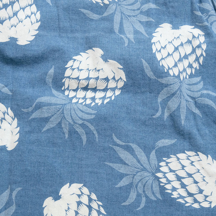 DUKE KAHANAMOKU - INDIGO COTTON HAWAIIAN SHIRT - DUKE'S PINEAPPLE - DK39045