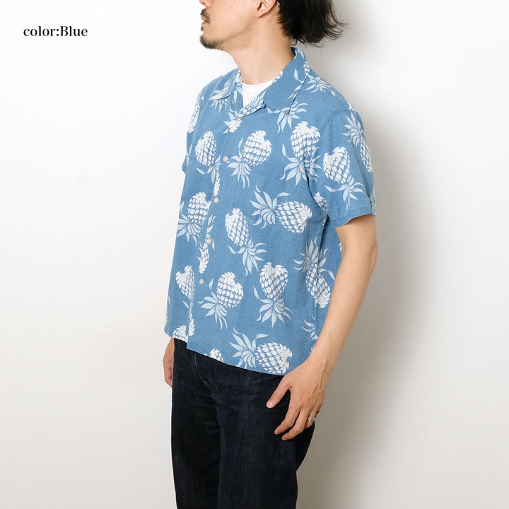 DUKE KAHANAMOKU - INDIGO COTTON HAWAIIAN SHIRT - DUKE'S PINEAPPLE - DK39641