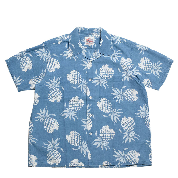 DUKE KAHANAMOKU - INDIGO COTTON HAWAIIAN SHIRT - DUKE'S PINEAPPLE - DK39641