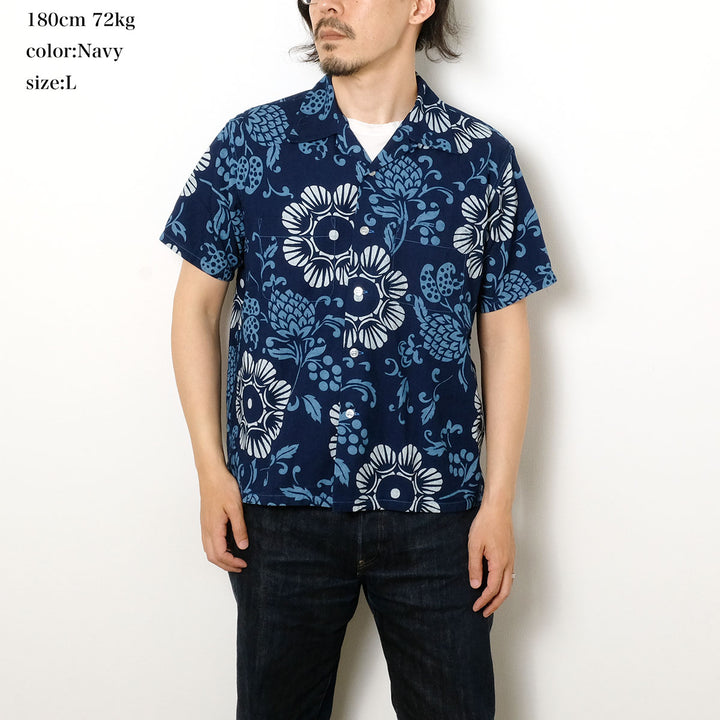 DUKE KAHANAMOKU - INDIGO COTTON HAWAIIAN SHIRT - DUKE'S PALEU - DK39642