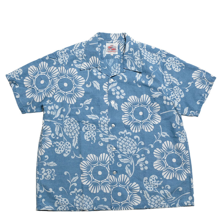 DUKE KAHANAMOKU - INDIGO COTTON HAWAIIAN SHIRT - DUKE'S PALEU - DK39642