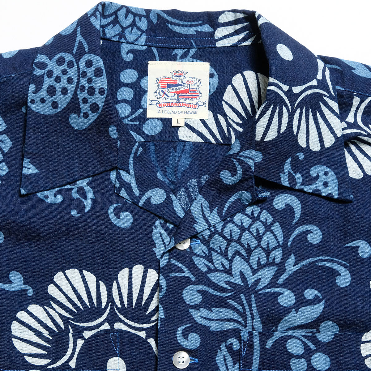 DUKE KAHANAMOKU - INDIGO COTTON HAWAIIAN SHIRT - DUKE'S PALEU