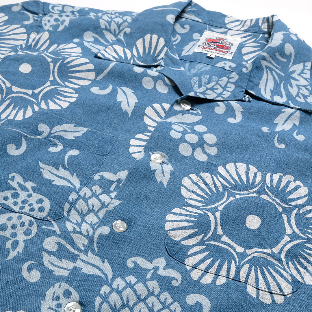 DUKE KAHANAMOKU - INDIGO COTTON HAWAIIAN SHIRT - DUKE'S PALEU - DK39642