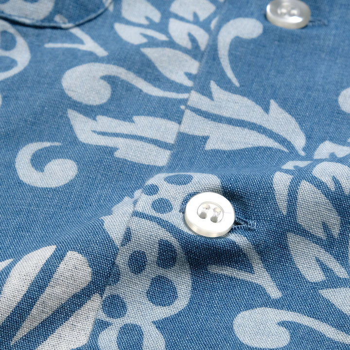 DUKE KAHANAMOKU - INDIGO COTTON HAWAIIAN SHIRT - DUKE'S PALEU - DK39642
