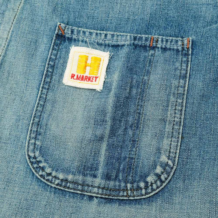 HOLLYWOOD RANCH MARKET - Light Denim Vintage Wash Short Coveralls Jacket - 1017906