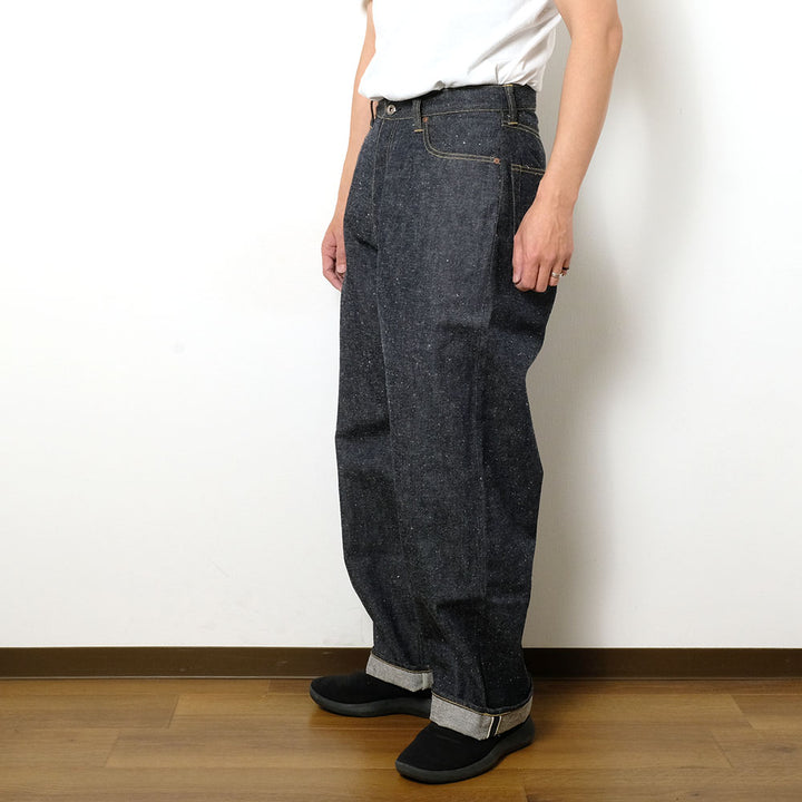 GOLD - RECYCLED WASTE SUVIN COTTON YARN 11.5oz. DENIM 5POCKET WIDE PANTS WWⅡ MODEL - GL42620N