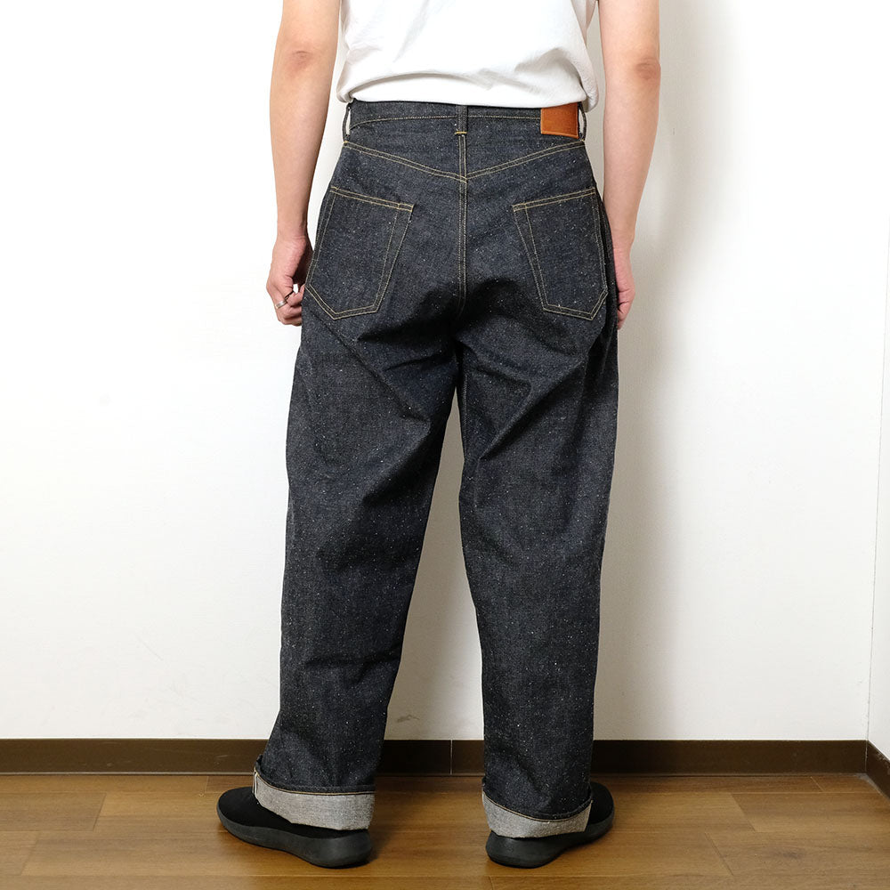 GOLD - RECYCLED WASTE SUVIN COTTON YARN 11.5oz. DENIM 5POCKET WIDE PANTS WWⅡ MODEL - GL42620N