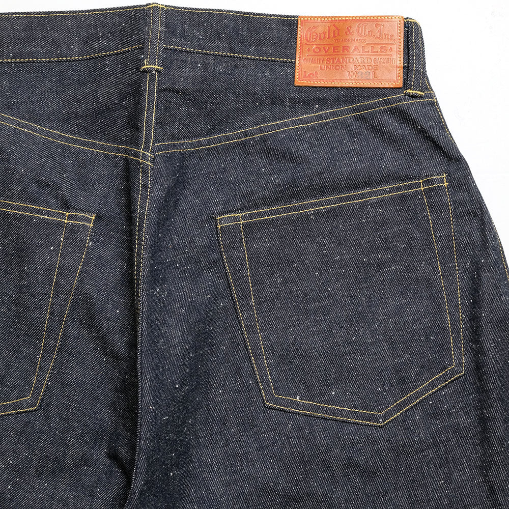 GOLD - RECYCLED WASTE SUVIN COTTON YARN 11.5oz. DENIM 5POCKET WIDE PANTS WWⅡ MODEL - GL42620N