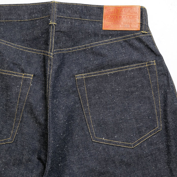 GOLD - RECYCLED WASTE SUVIN COTTON YARN 11.5oz. DENIM 5POCKET WIDE PANTS WWⅡ MODEL - GL42620N