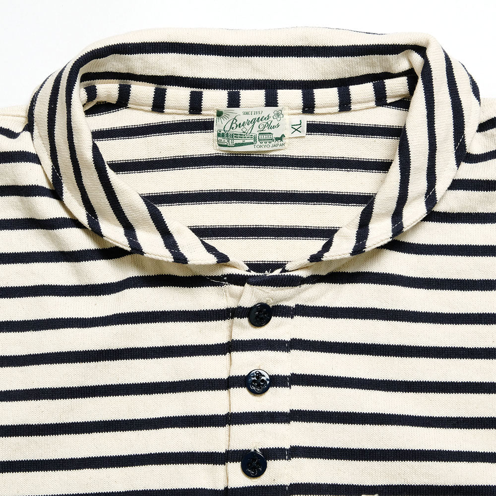 BURGUS PLUS - Shawl Collar Stripes Polo Shirt - HBP-011BD