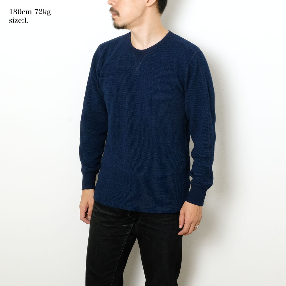 Burgus Plus - L/S Waffle Tee - Indigo Dye - HBP-015IDM