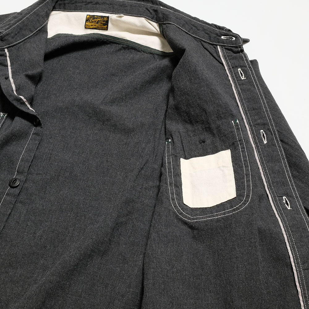 BURGUS PLUS - Solid-Color Chambray Work Shirt - Heather Gray - HBP-300CHB