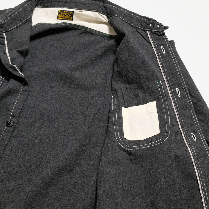 BURGUS PLUS - Solid-Color Chambray Work Shirt - Heather Gray - HBP-300CHB