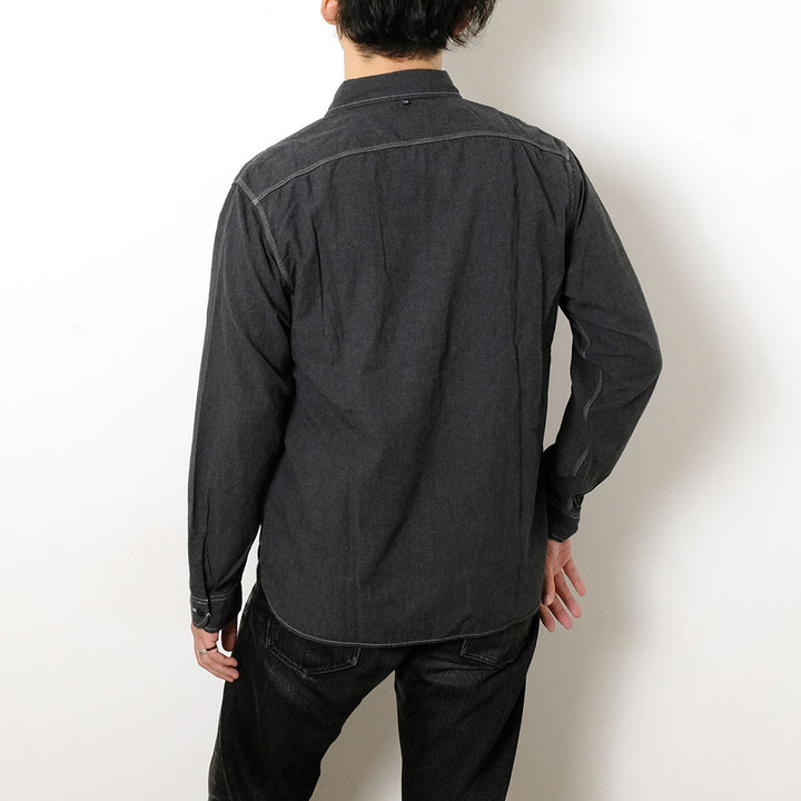 BURGUS PLUS - Solid-Color Chambray Work Shirt - Heather Gray - HBP-300CHB