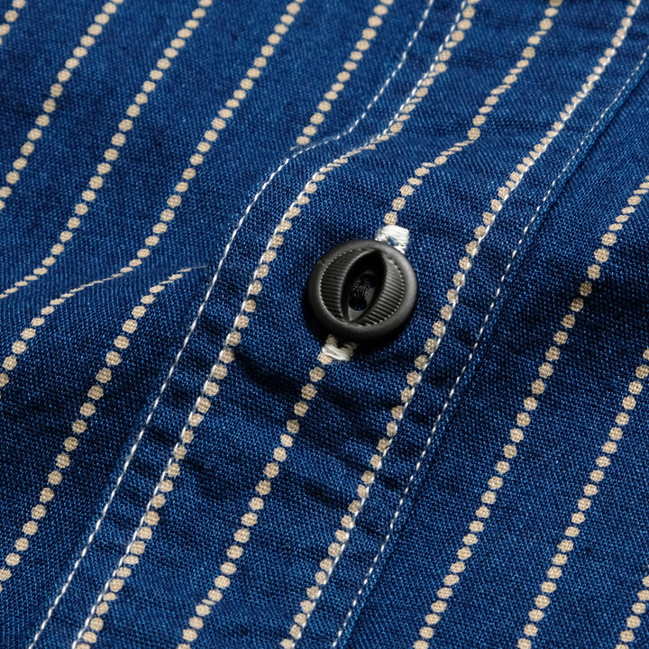 BURGUS PLUS - Beta Chambray Work Shirt - Wabash Stripe - HBP-300CHB-WP