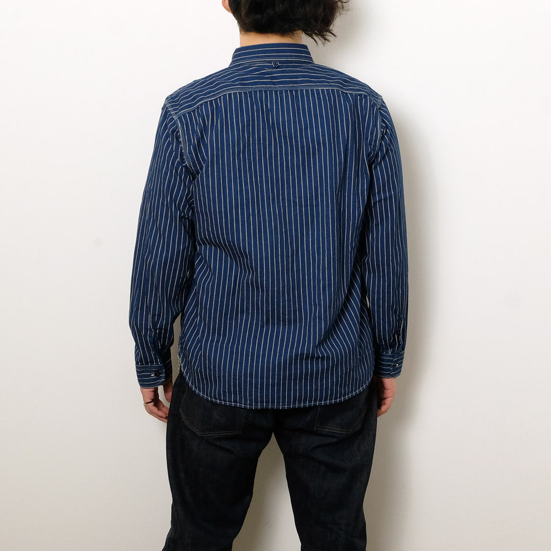 BURGUS PLUS - Beta Chambray Work Shirt - Wabash Stripe - HBP-300CHB-WP