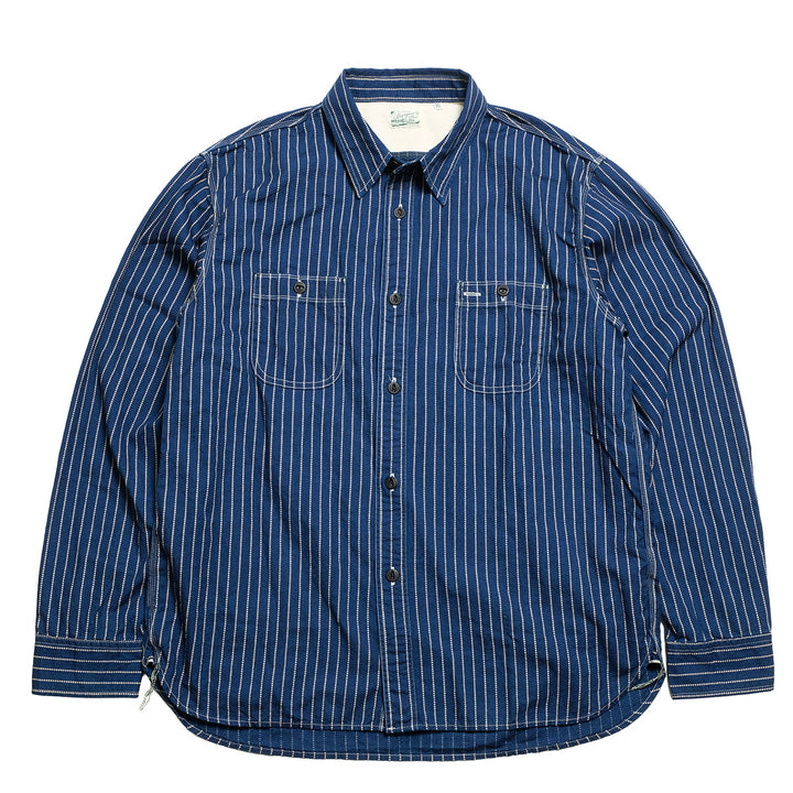 BURGUS PLUS - Beta Chambray Work Shirt - Wabash Stripe - HBP-300CHB-WP