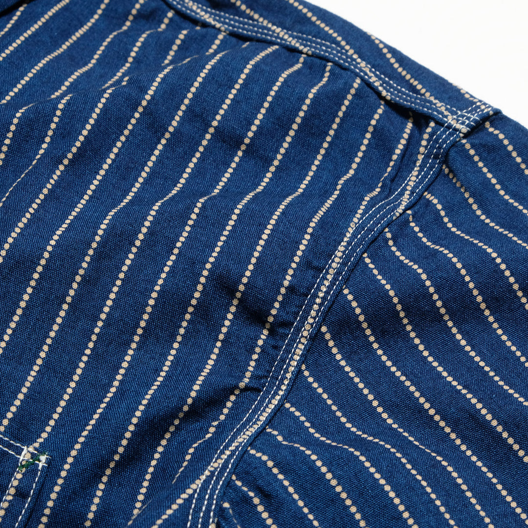 BURGUS PLUS - Beta Chambray Work Shirt - Wabash Stripe - HBP-300CHB-WP
