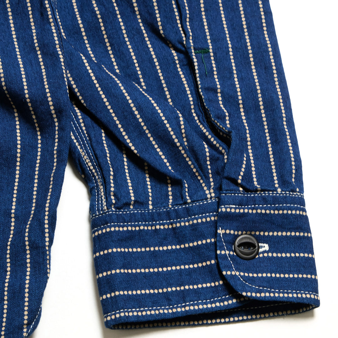 BURGUS PLUS - Beta Chambray Work Shirt - Wabash Stripe - HBP-300CHB-WP