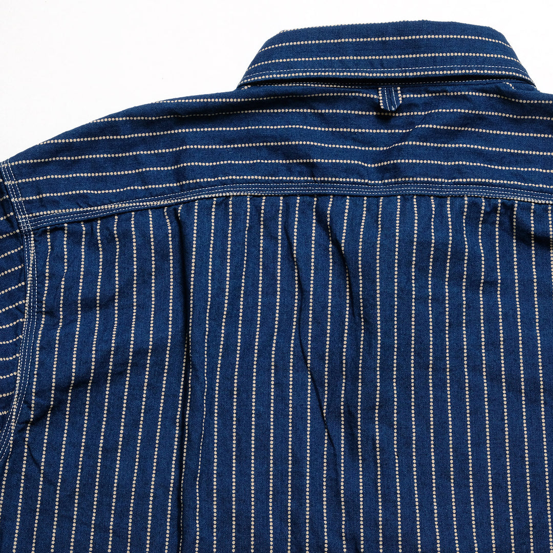 BURGUS PLUS - Beta Chambray Work Shirt - Wabash Stripe - HBP-300CHB-WP