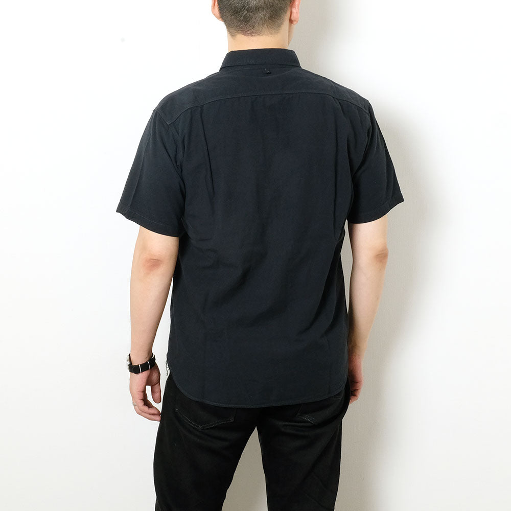 BURGUS PLUS - S/S Black × Black Chambray Work Shirt - HBP-300CHBS