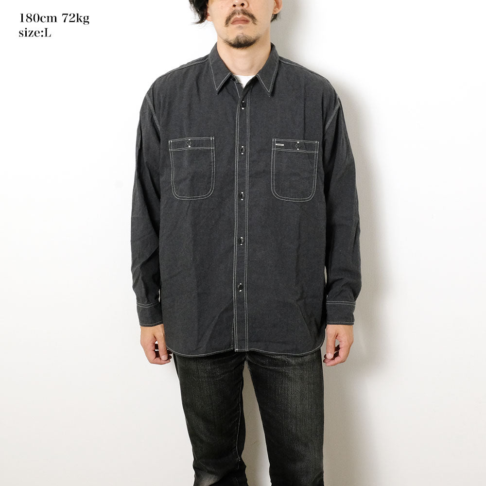 BURGUS PLUS - Beta Chambray Work Shirt Wide Silhouette - Heather Gray - HBP-300CHBWD