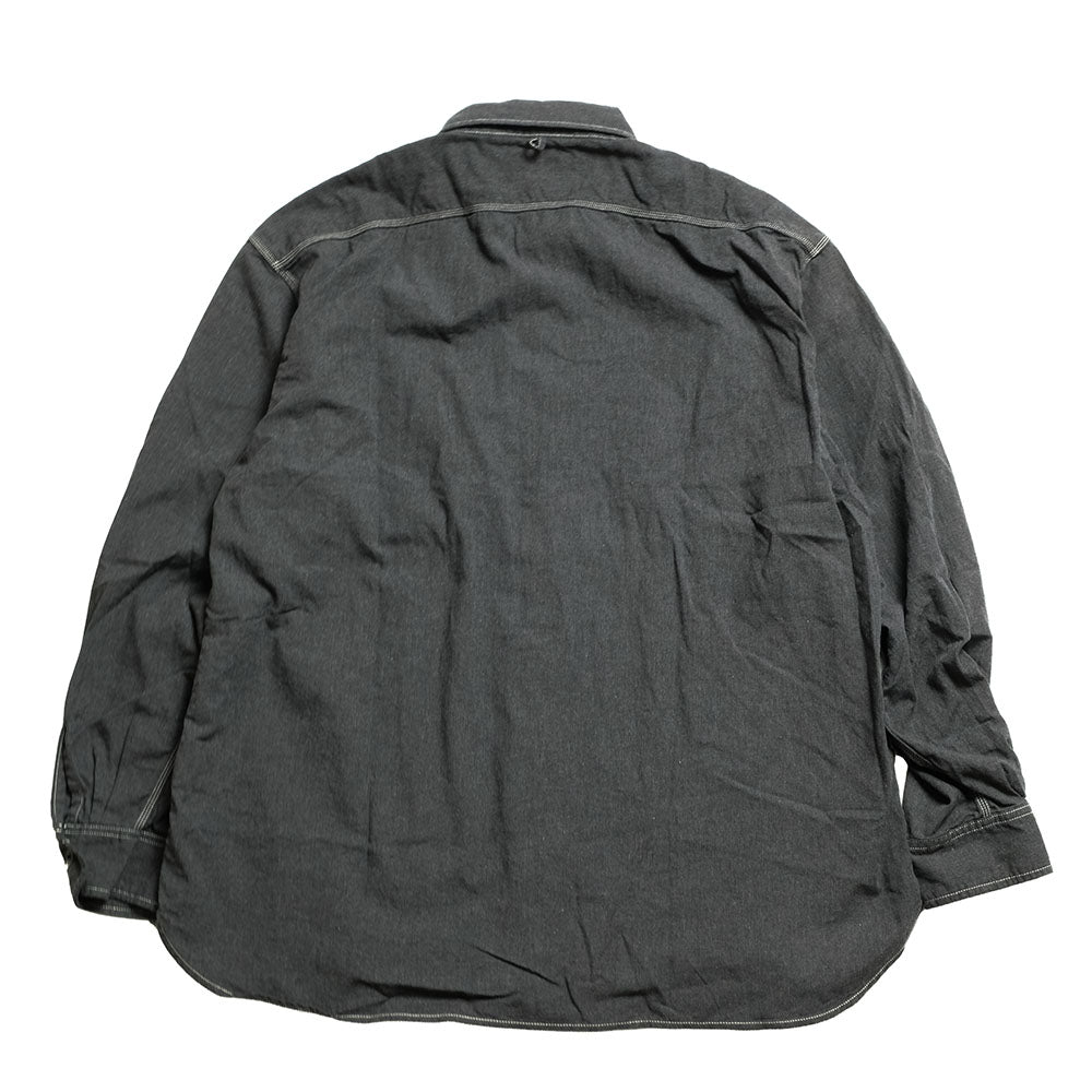 BURGUS PLUS - Solid-Color Chambray Work Shirt Wide Silhouette - Heather Gray - HBP-300CHBWD