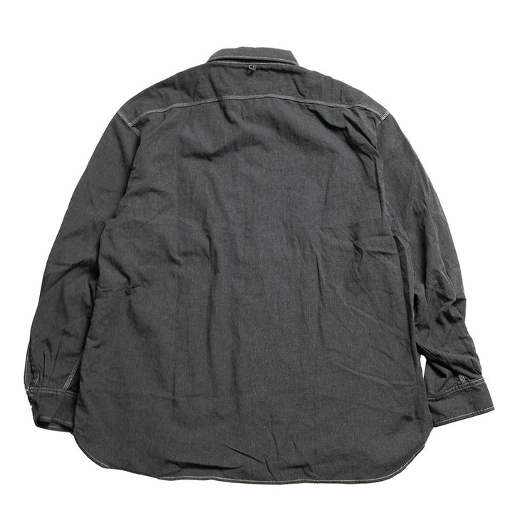 BURGUS PLUS - Solid-Color Chambray Work Shirt Wide Silhouette - Heather Gray - HBP-300CHBWD