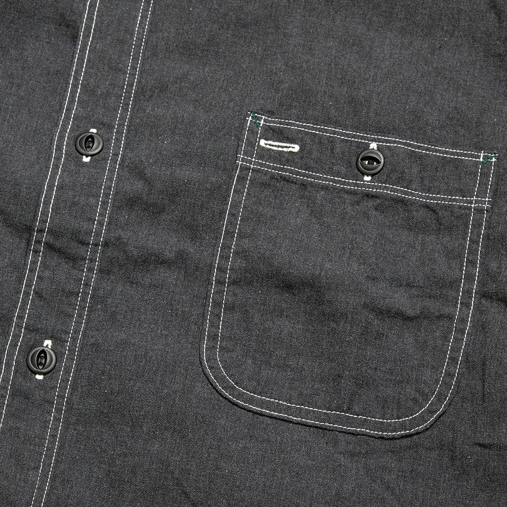 BURGUS PLUS - Solid-Color Chambray Work Shirt Wide Silhouette - Heather Gray - HBP-300CHBWD