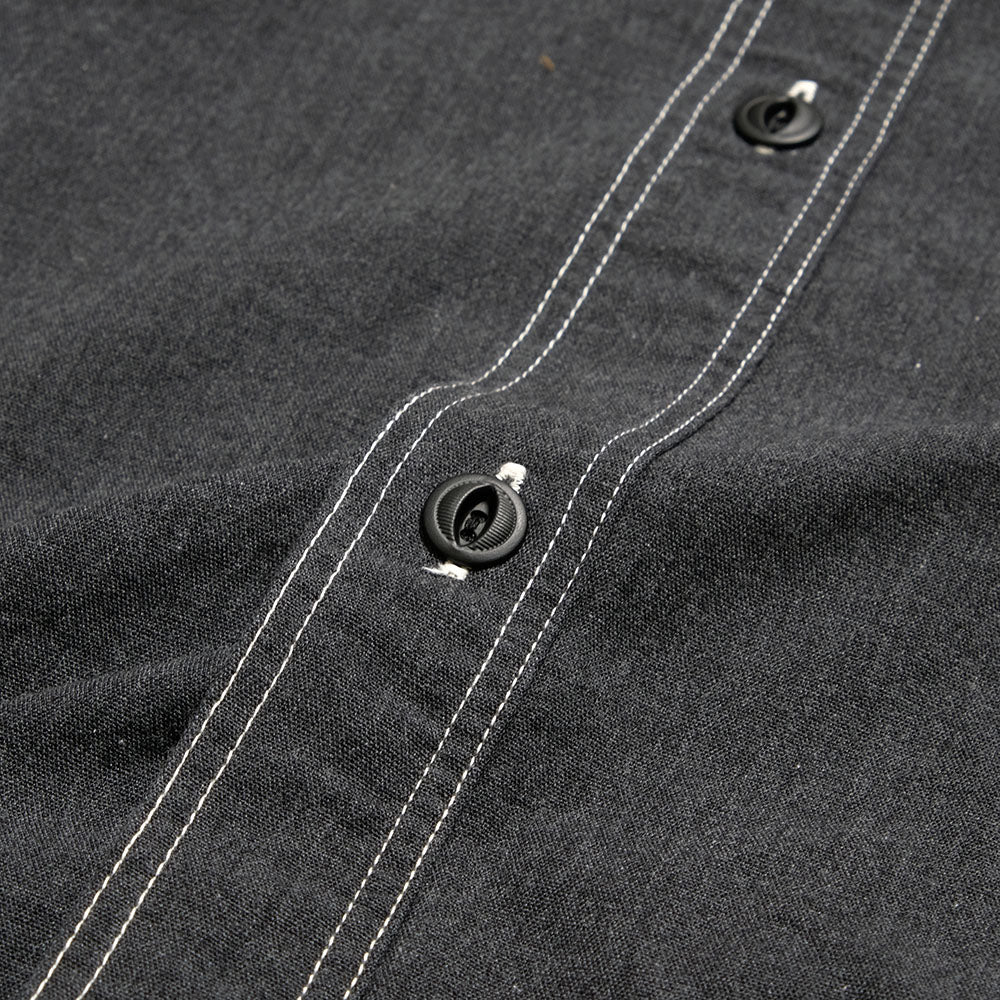 BURGUS PLUS - Solid-Color Chambray Work Shirt Wide Silhouette - Heather Gray - HBP-300CHBWD