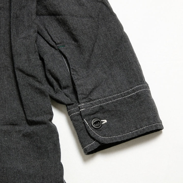 BURGUS PLUS - Solid-Color Chambray Work Shirt Wide Silhouette - Heather Gray - HBP-300CHBWD