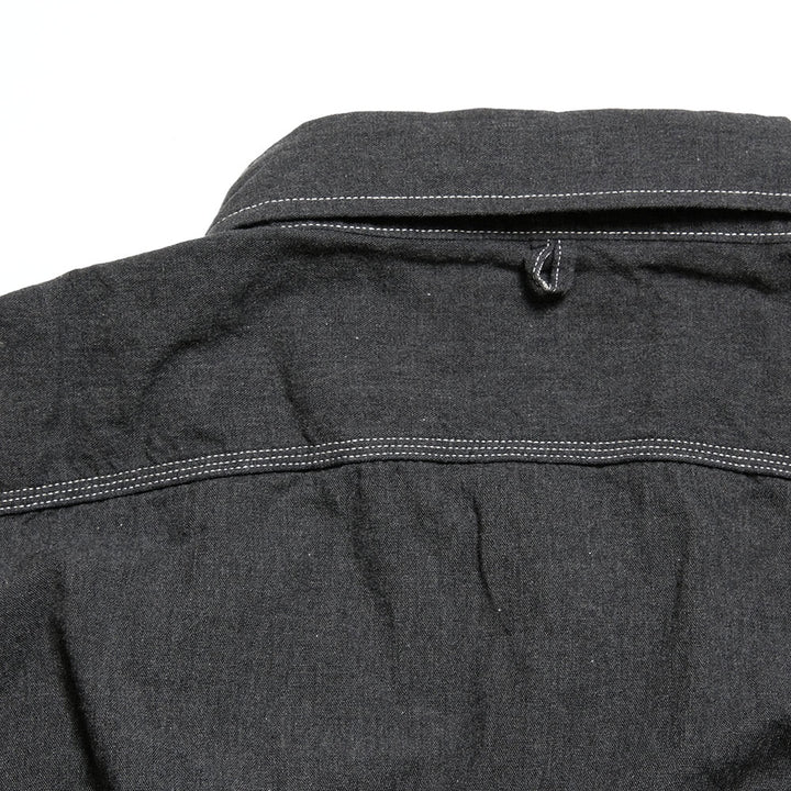 BURGUS PLUS - Solid-Color Chambray Work Shirt Wide Silhouette - Heather Gray - HBP-300CHBWD