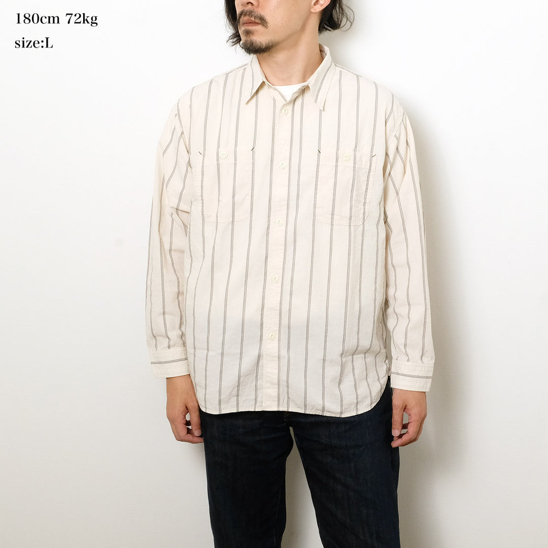 BURGUS PLUS - Stripe Chambray Work Shirt - Wide Silhouette - HBP-300CHWD-ST7