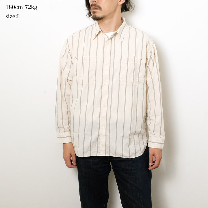 BURGUS PLUS - Stripe Chambray Work Shirt - Wide Silhouette - HBP-300CHWD-ST7