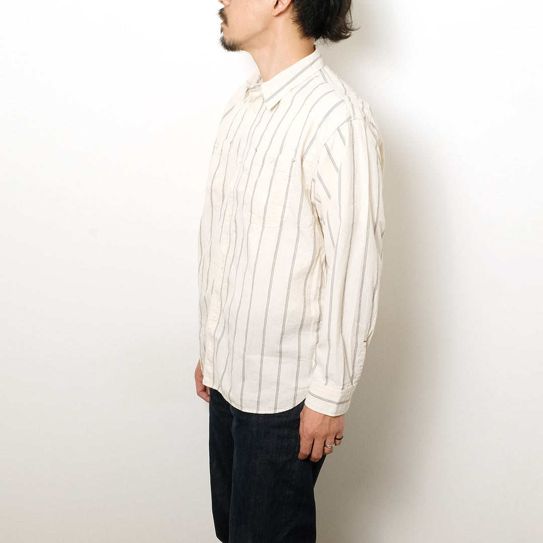 BURGUS PLUS - Stripe Chambray Work Shirt - Wide Silhouette - HBP-300CHWD-ST7