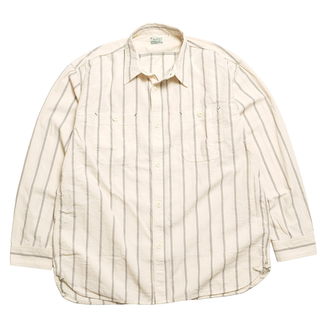 BURGUS PLUS - Stripe Chambray Work Shirt - Wide Silhouette - HBP-300CHWD-ST7