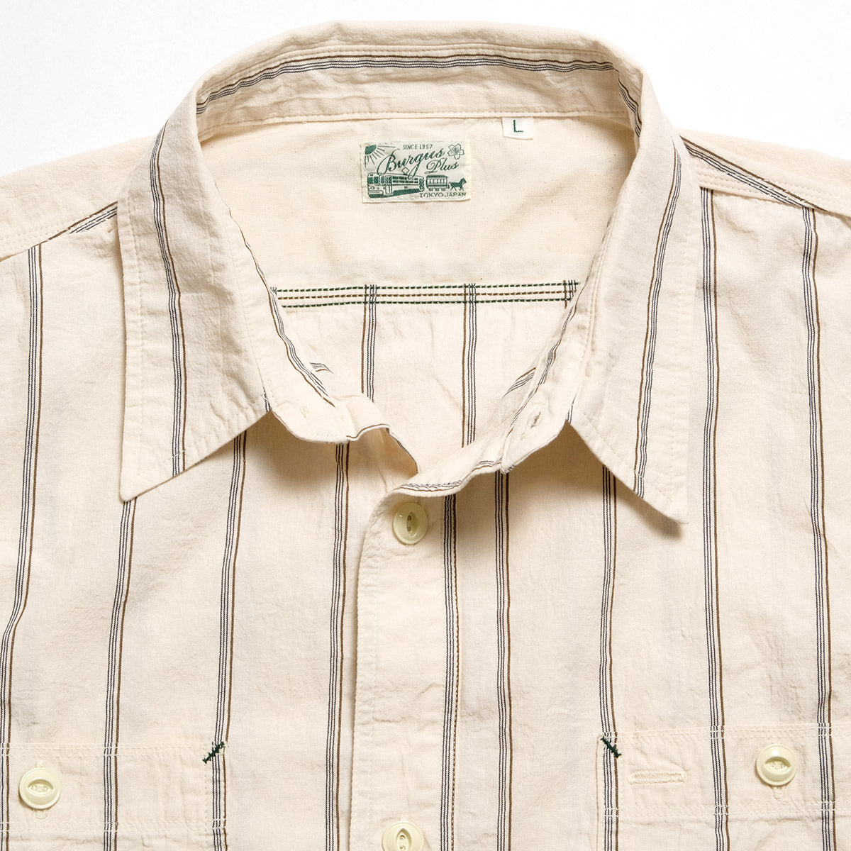 BURGUS PLUS - Stripe Chambray Work Shirt - Wide Silhouette - HBP