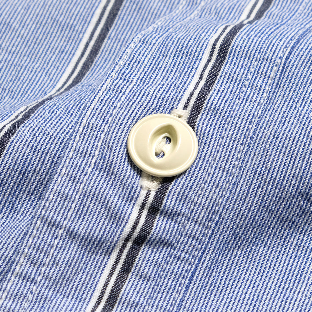 BURGUS PLUS - Stripe Chambray Work Shirt - Wide Silhouette - HBP-300CHWD-ST8