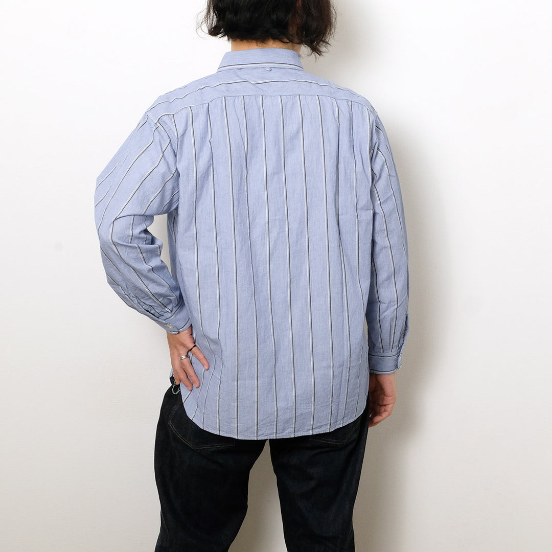BURGUS PLUS - Stripe Chambray Work Shirt - Wide Silhouette - HBP-300CHWD-ST8