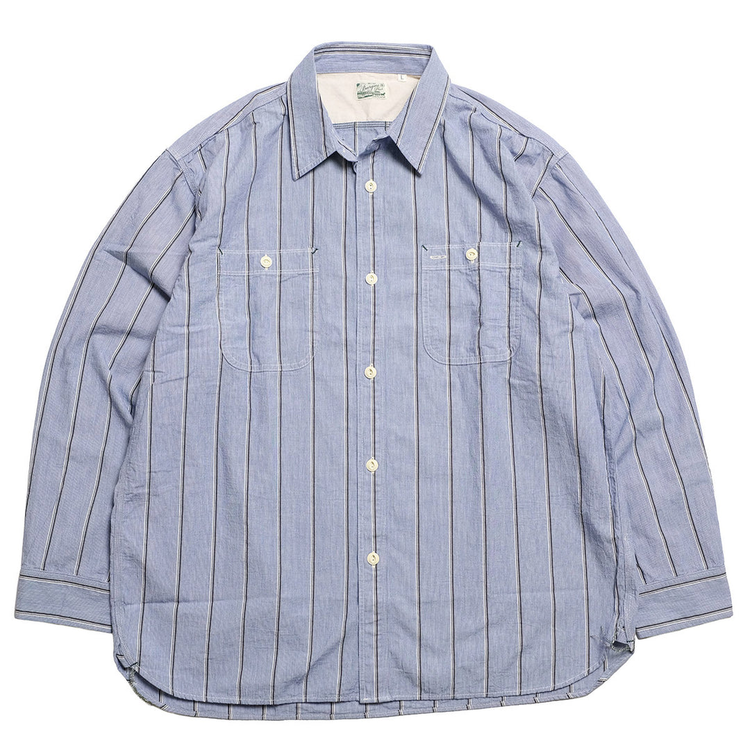 BURGUS PLUS - Stripe Chambray Work Shirt - Wide Silhouette - HBP-300CHWD-ST8