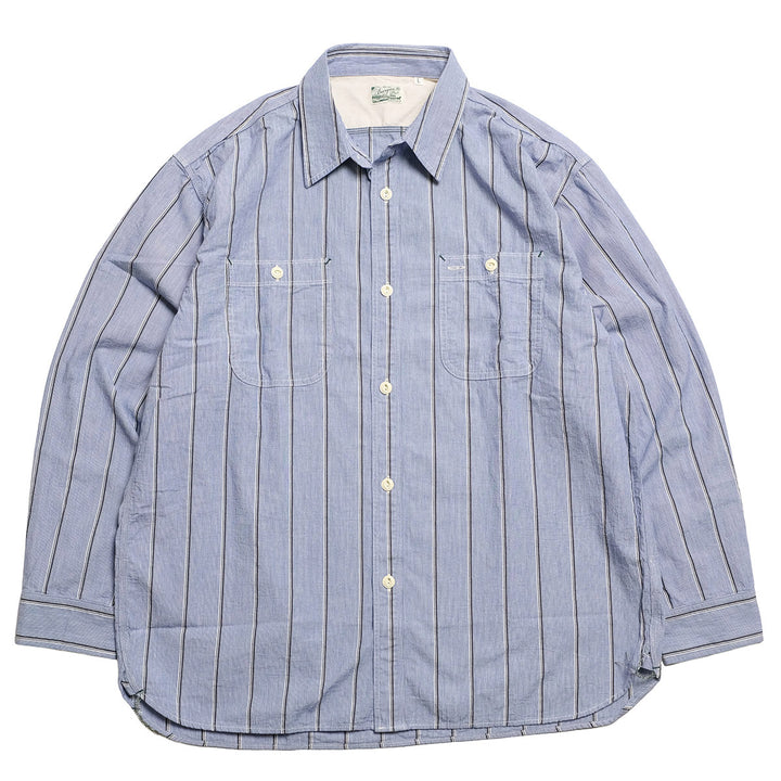 BURGUS PLUS - Stripe Chambray Work Shirt - Wide Silhouette - HBP-300CHWD-ST8